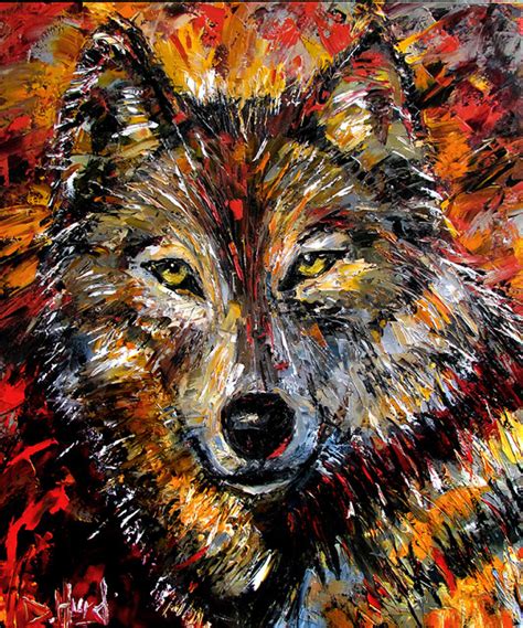 Daily Painters Abstract Gallery Wolf Wild Animal Art Original Oil