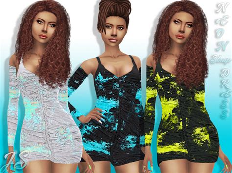 Neon Strap Dress By Javasims At Tsr Sims 4 Updates