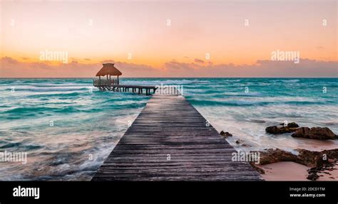 Ocean Jetty Riviera Maya Mexico Stock Photo Alamy