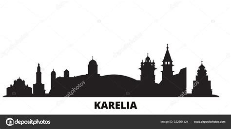 Russia Karelia City Skyline Isolated Vector Illustration Russia