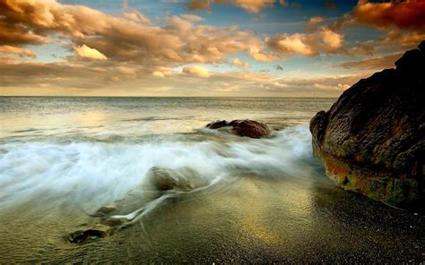 Waves Sea Clouds Beach Rocks Ocean Wallpapers HD Desktop And