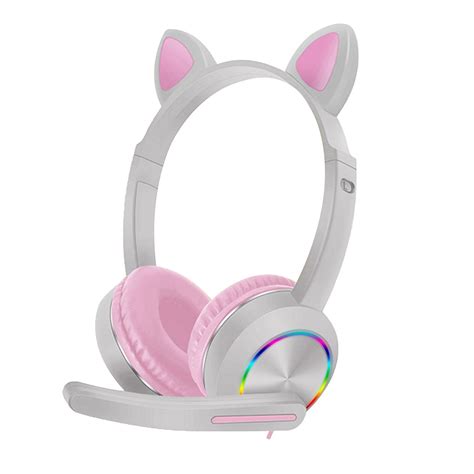 akz 020 cat ear headphones led luminous headset head mounted headphones 3 5mm gaming wired
