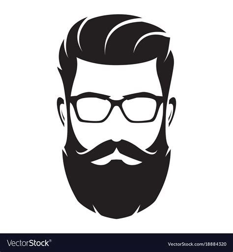 Bearded Man S Face Hipster Character Fashion Vector Image On
