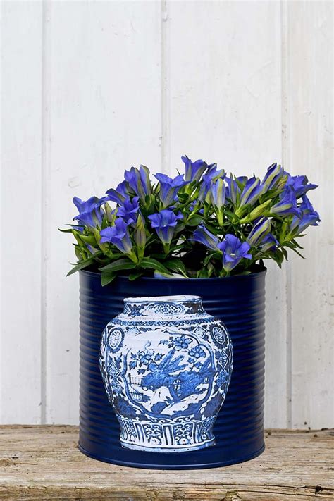 Fun And Unique Oriental Vase Diy Flower Pots Pillar Box Blue