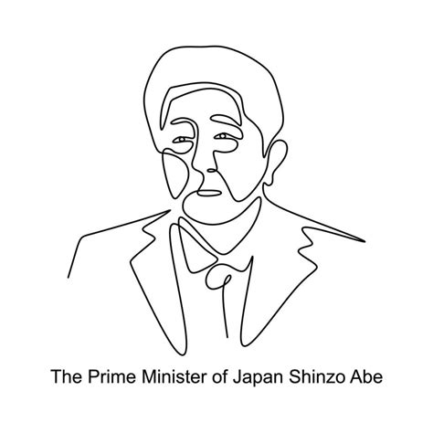 Continuous One Line Drawing Of Shinzo Abe The Prime Minister Of Japan
