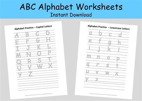 Learn To Write Abc Worksheets Alphabet Practice Write Etsy Abc