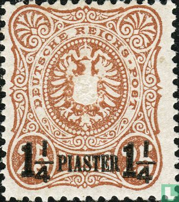 Cijfer en adelaar met opdruk 1¼ 25 1884 Levant Duitse postkantoren