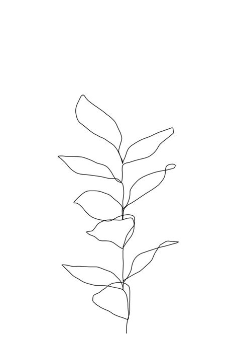 Plant One Line Drawing Illustration Kay Art Print By The Colour Study X Small Line Art