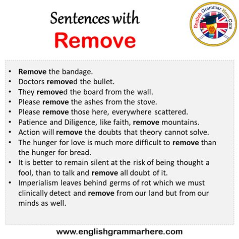 Sentences With Remove Remove In A Sentence In English Sentences For