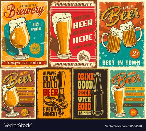 set of beer poster royalty free vector image vectorstock