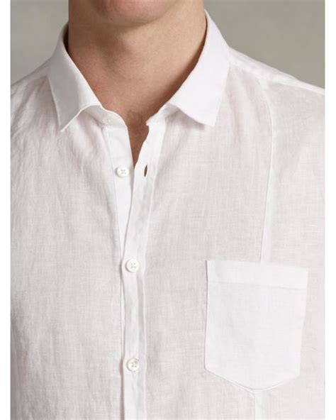 John Varvatos Slim Fit Linen Button Up Shirt In White For Men Lyst