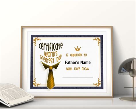 Worlds Best Dad Award Certificate T For Fathers Etsy In 2021