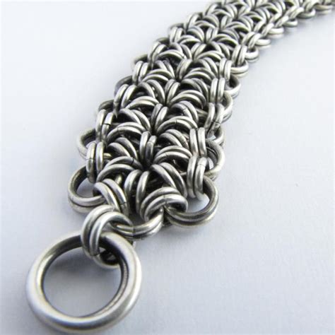 Flower Chainmaille Sterling Silver Bracelet Etsy Chainmaille
