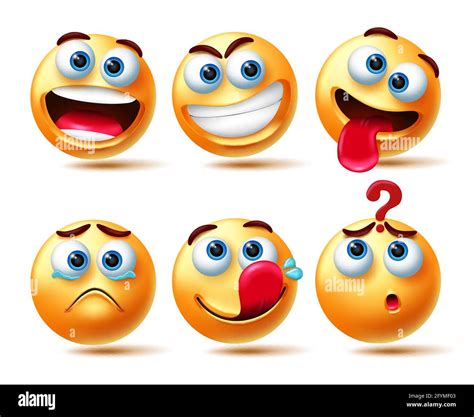 Smileys Emoticon Vector Set Emoticons 3d Smiley Characters In Happy