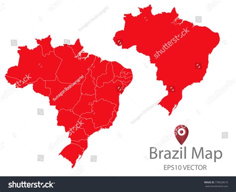 Couple Set Mapred Map Brazilvector Eps10 Stock Vector Royalty Free