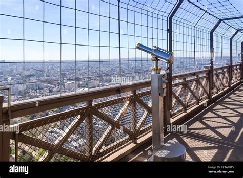 Eiffel Tower Telescope Overlooking For Paris Stock Photo Alamy