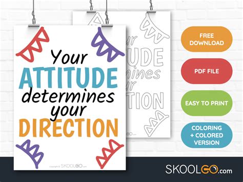 Your Attitude Determines Your Direction Free Classroom Poster