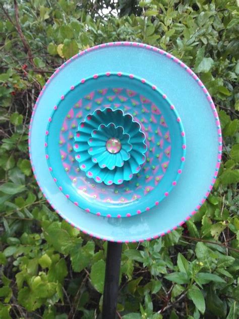 Posted by emma in home & garden, other household goods in witney. AQUA and PINK Glass Plate Garden Flower Yard Art Sculpture ...