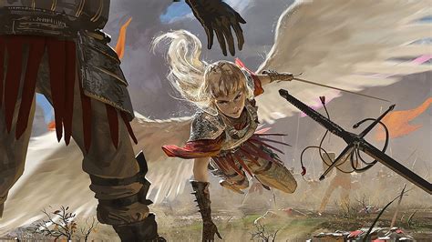 Angel Holding Sword Digital Wallpaper Fantasy Art Warrior Angel Hd