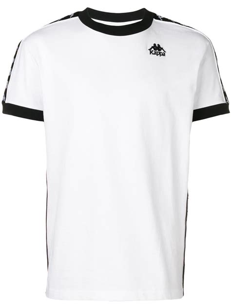 Kappa Cotton Logo Print Stripe T Shirt In White For Men Lyst