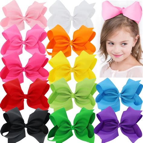 Big 8 Inches Hair Bows For Girls Grosgrain Boutique Hair Bow Clips For