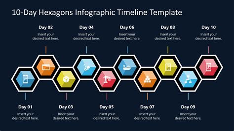 10 Day Hexagons Infographic Timeline Template For PowerPoint SlideModel