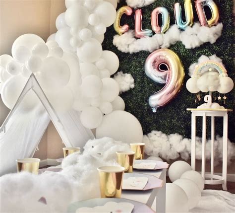 Karas Party Ideas Cloud Nine Rainbows And Clouds 9th Birthday Party