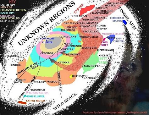 A Map Of The Star Wars Galaxy Planets And Moons Star Wars Galaxy