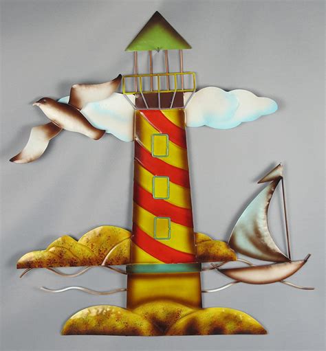 Sh Metal Lighthouse Nautical Wall Sculpture