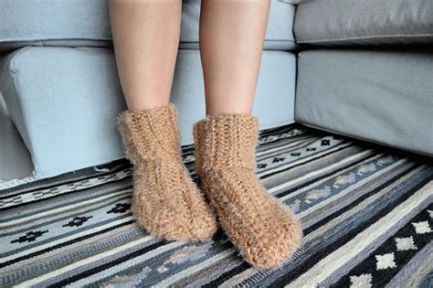 Crochet Slipper Socks Easy Chunky Ribbed Tube Socks The Snugglery
