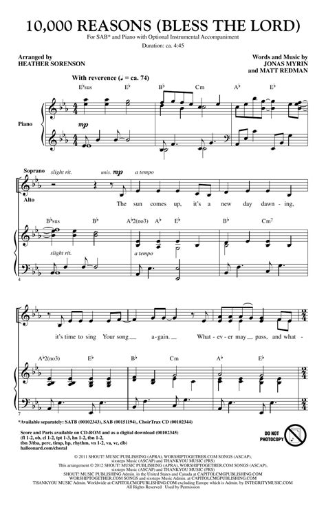 C em sing like never before, c d em o my soul. 10,000 Reasons (Bless The Lord) | Sheet Music Direct