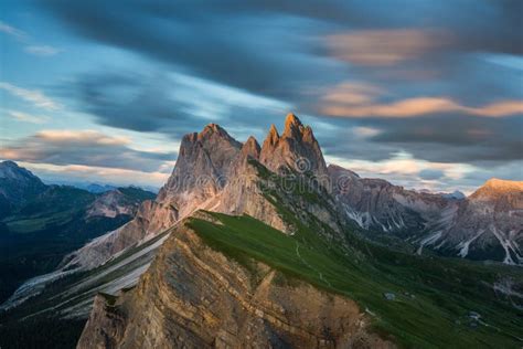 Beautiful Landscape Of Odle Mountains In Dolomites Italy From Seceda