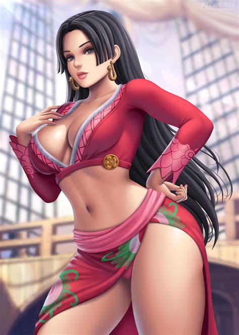 Flowerxl Boa Hancock One Piece 1girl Black Hair Blue Eyes Breasts Jewelry Large Breasts