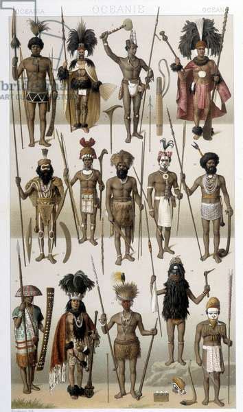 Traditional Costumes Of The Indigenous People Of Oceania Illustration