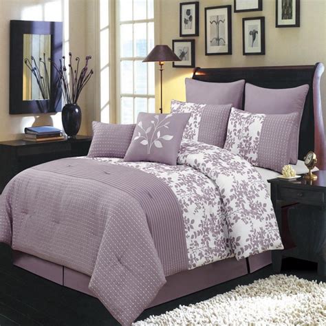 7 piece laugh lavender/taupe comforter set these pictures of this page are about:lavender comforters queen size. Bliss Purple Luxury 8-Piece Comforter Set King Size