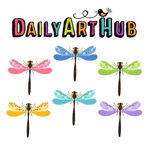 Decorative Dragonfly Clip Art Set Daily Art Hub Graphics