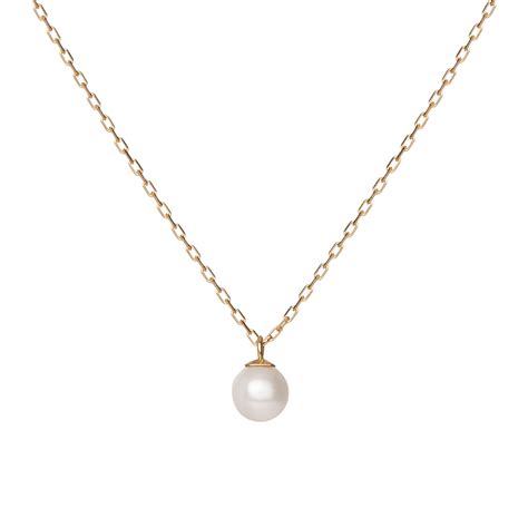 Simple Pearl Necklace In Yellow Rose Or White Gold