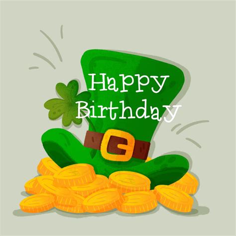 Happy Birthday Leprechaun Hat And Coins St Patricks Day Card Boomf