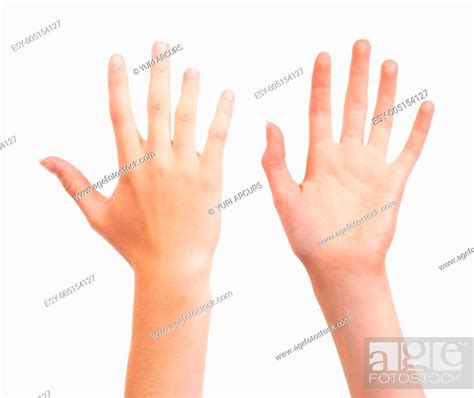 Two Hands Held Up With Their Palms Facing Opposite Directions Against A