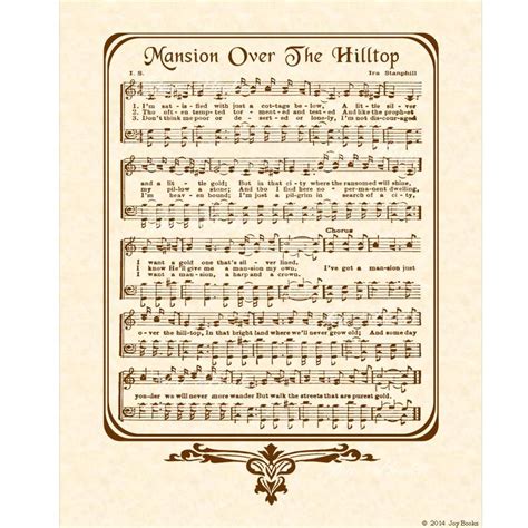 Mansion Over The Hilltop 8x10 Antique Hymn Art Print Natural