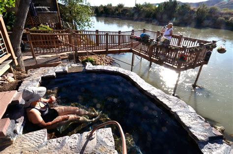 visitors soak away their cares at one of the many hot springs in truth or consequences