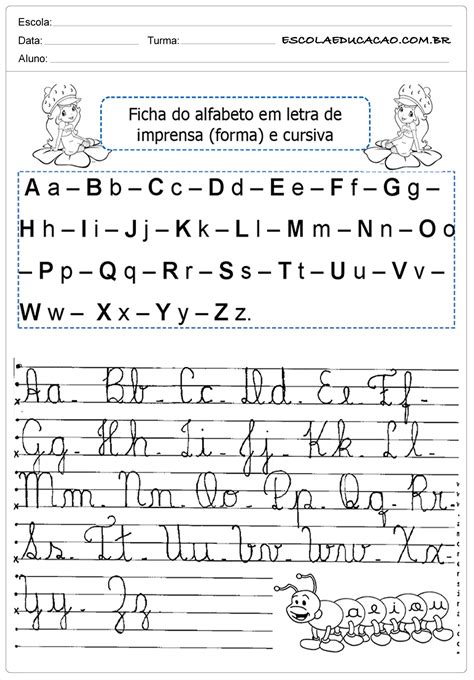 Atividades De Alfabeto Cursivo Letra Cursiva Escola Educa O