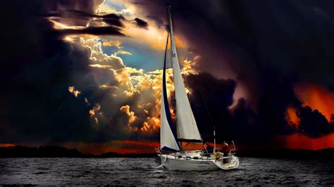 Download Sea Sunset Yacht Vehicle Sailboat K Ultra Hd Wallpaper