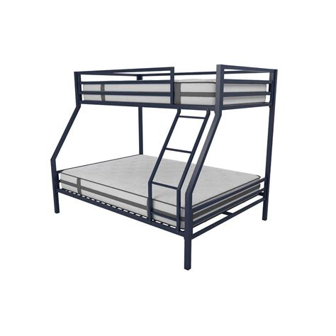 Novogratz Maxwell Twin Over Full Metal Navy Blue Bunk Bed With Ladder