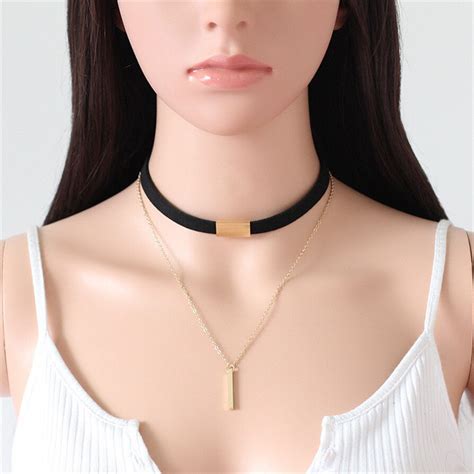 Buy Gussy Life Wholesale New Black Velvet Choker Necklace Gold Chain Bar