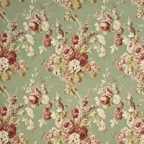 Vintage Floral Fabric Sage Green Rose Fabric