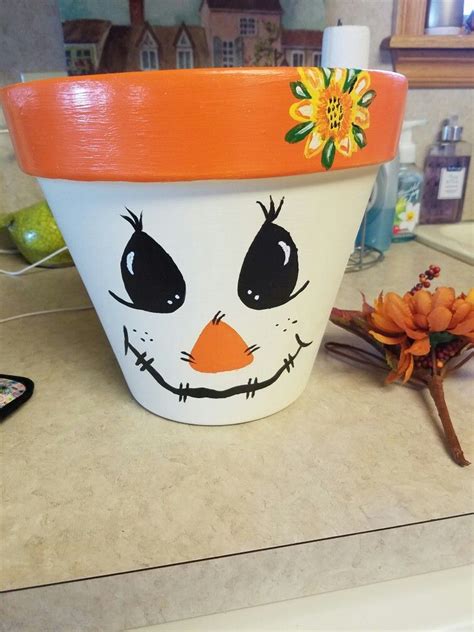 Cutest Clay Potshand Painted Scarecrowflower Pot Painted
