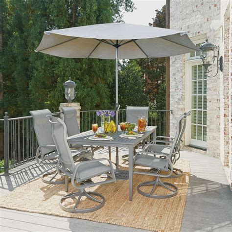 Daytona 9 Pc Rectangular Outdoor Dining Table 6 Swivel Rocking Chairs