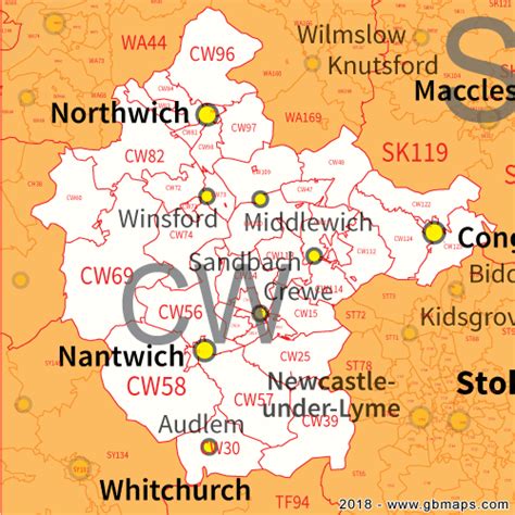 crewe postcode area district and sector maps in editable format