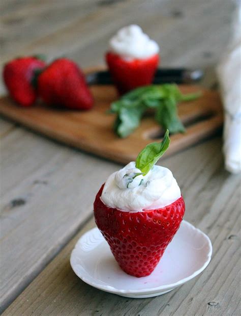 Strawberries Stuffed With Basil Whipped Cream Rachel Cooks